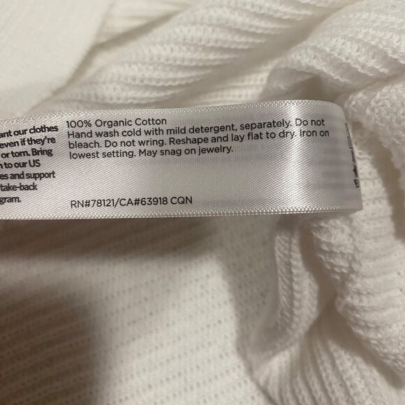 Eileen Fisher Organic Cotton Ribbed Short Sleeve White Sweater‎ Size L - Picture 8 of 8